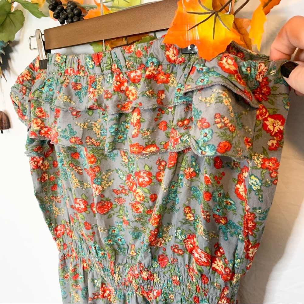 Xhilaration xxl blue floral ruffle romper